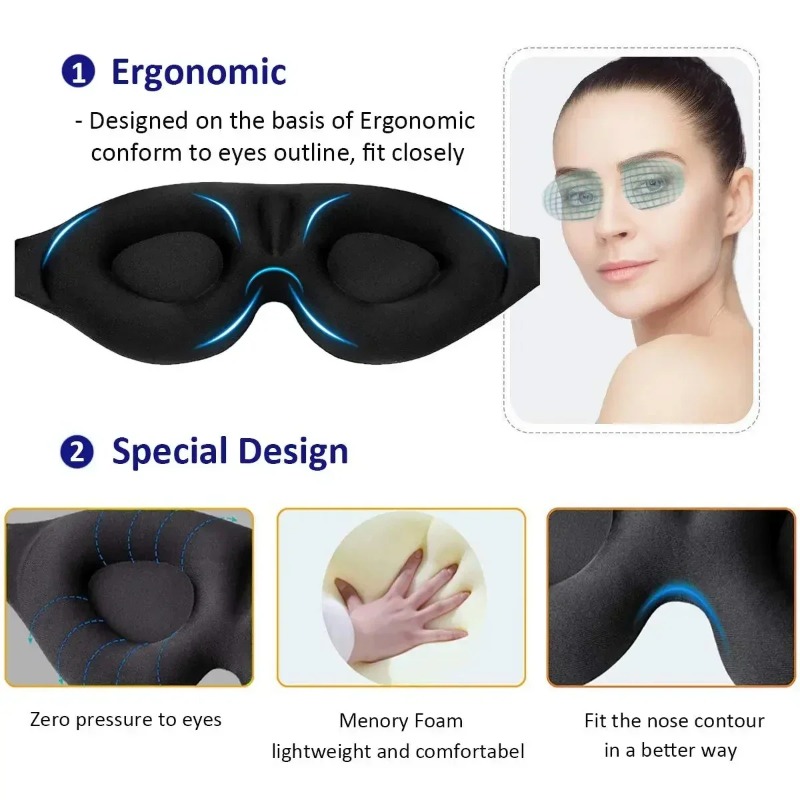 1pc 3D Contoured Sleep Mask Li - Sleep Eye Mask 3D recensione e prezzo