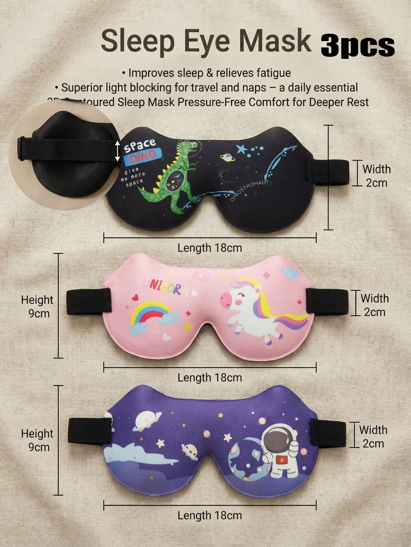 3Pcs Kids Adults 3D Stereo Sle - Sleep Eye Mask 3D recensione e prezzo