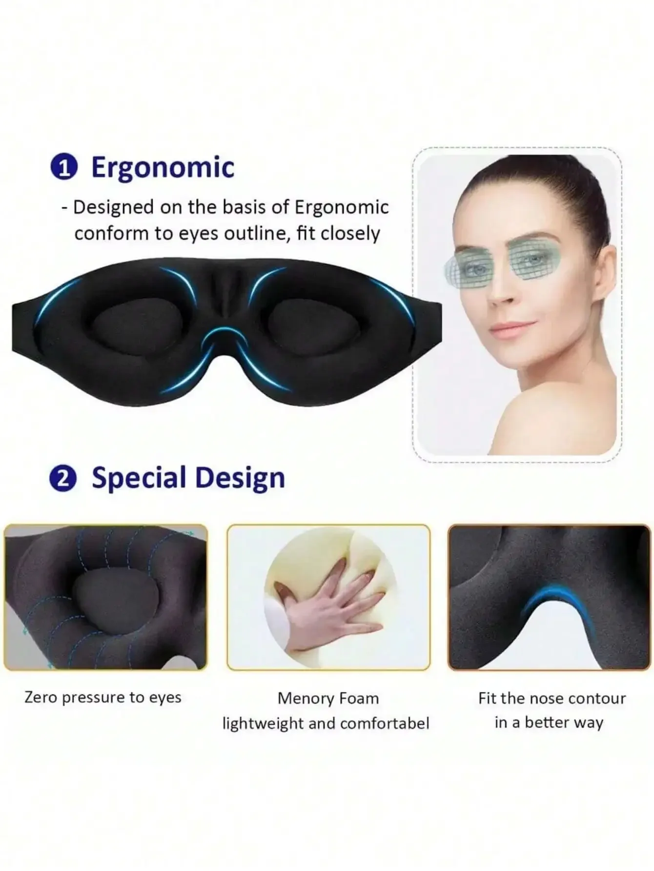 1pc 3D Sleep Mask Natural Slee - Sleep Eye Mask 3D recensione e prezzo